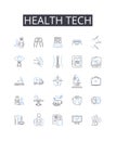Health tech line icons collection. Medical technology, Digital health, Healthcare IT, Telehealth, eHealth, Health