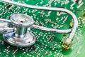 Health and Technology Stethoscope on Circuit Board Royalty Free Stock Photo