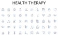 Health therapy line icons collection. Urban, Cityscape, Cosmopolitan, Downtown, Skyline, Contemporaneous, High-rise Royalty Free Stock Photo