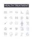Health treatment line icons collection. Online, In-person, Teleconference, Video, Ph, Webinar, Workshop vector and