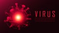 Triangulate shape of Virus cell structure on red background