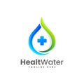 medical water and medical cross shape combination logo design concept