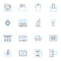 Health wellness linear icons set. Fitness, Nutrition, Meditation, Yoga, Sleep, Hydration, Stress line vector and concept