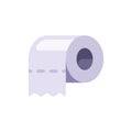 White toilet paper roll flat icon. Hygienic paper tissues illustration