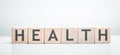 Health word made with building blocks.