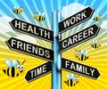 Health Work Career Friends Signpost Showing Life 3d Illustration