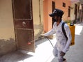 Health Worker of India Spraying Sanitizer