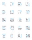 Healthcare administration linear icons set. Management, Leadership, Efficiency, Strategy, Operations, Budgeting