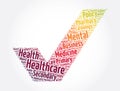 Healthcare check mark word cloud collage, health concept background Royalty Free Stock Photo