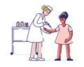 Healthcare And Children Vaccination Concept.Doctor Pediatrician Woman Protecting Kid From Viruses Make an Injection