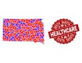 Healthcare Collage of Mosaic Map of South Dakota State and Scratched Seal Royalty Free Stock Photo