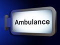 Healthcare concept: Ambulance on billboard background Royalty Free Stock Photo