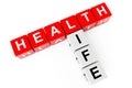 Healthcare concept. Cubes with health life sign