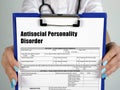 Healthcare concept meaning Antisocial Personality Disorder with phrase on the page