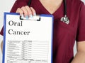 Healthcare concept about Oral Cancer with sign on the sheet