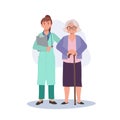 Healthcare Concept. Senior Woman Granny Consulting with Female Doctor for Medical Advice. Healthcare Assistance for Aging