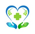 Medical pharmacy logo cross in hands Healthcare logo vector graphic design Royalty Free Stock Photo