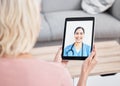 Healthcare, doctor or woman on a video call, consultation or connection for communication. Female person, patient or