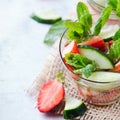 Cucumber strawberry mint fresh infused water detox drink cocktail lemonade Royalty Free Stock Photo