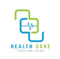 Medical pharmacy logo heartbeat wave Healthcare logo vector graphic design