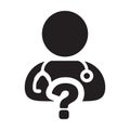 Healthcare icon vector doctor male person profile avatar with question symbol for medical consultation in glyph pictogram Royalty Free Stock Photo