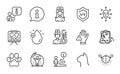 Healthcare icons set. Included icon as Dog paw, Prescription drugs, Dont touch. Vector Royalty Free Stock Photo