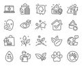 Healthcare icons set. Included icon as Leaves, Medical help, Do not touch signs. Vector