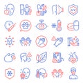 Healthcare icons set. Included icon as Pets care, Clean skin, Dont touch. Vector