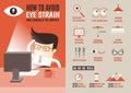 Healthcare infographic cartoon character about eyestrain preven