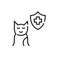 Healthcare insurance for cats. Pet healthcare plan. Pixel perfect, editable stroke icon