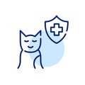 Healthcare insurance for cats. Pet healthcare plan. Pixel perfect, editable stroke line icon