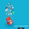 Healthcare, integrated 3d web icons. Growth and progress concept