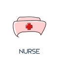 Nurse hat minimalist hand drawn medic flat icon illustration