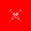 Crossed simple syringe screen illustration clean red background