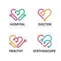 Healthcare Medical Business Logo with Stethoscope and Heart Royalty Free Stock Photo