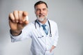 Healthcare and medical concept - doctor with pill in hospital Royalty Free Stock Photo