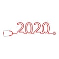 Healthcare and medical concept stethoscope shape 2020 checkup for happy and healthy new year. wishing you stay in good