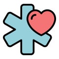 Healthcare medical heart icon color outline vector Royalty Free Stock Photo