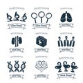 Healthcare and medical icon set with sperm, thermometer, lungs, brain, doctor, laboratory, virus