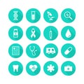 Healthcare and medical icons set. Vector illustration icons health, cross, dna, tablet. Collection modern icons Royalty Free Stock Photo