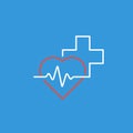 Healthcare and medical logo and icon concept, heart and cross, pulse line Royalty Free Stock Photo