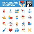 Healthcare and medical pixel perfect icons Royalty Free Stock Photo