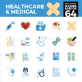 Healthcare and medical pixel perfect icons Royalty Free Stock Photo