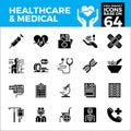 Healthcare and medical pixel perfect icons