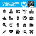 Healthcare and medical pixel perfect icons Royalty Free Stock Photo