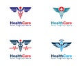 Healthcare and medical snake caduceus vector logo design template set. Royalty Free Stock Photo