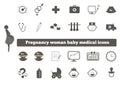 Healthcare medical woman pregnancy baby icons