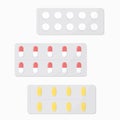 Healthcare medications in cartoon style. Isolated vector illustration set.