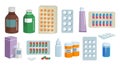 Healthcare medications in different forms set