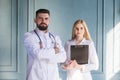 Two Doctors in the clinic. Medical Team Portrait Royalty Free Stock Photo